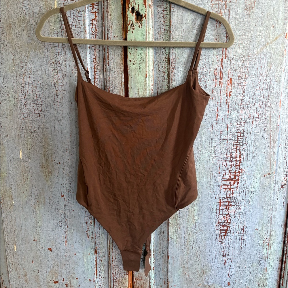 Lululemon wundermost spaghetti strap thong bodysuit in espresso
